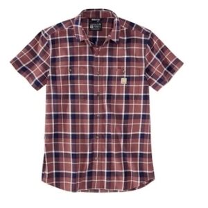 Loose Fit Midweight Short-Sleeve Plaid Shirt